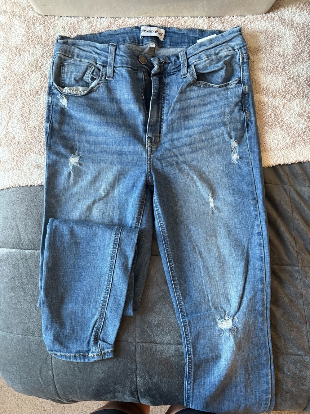 Distressed Blue Jeans